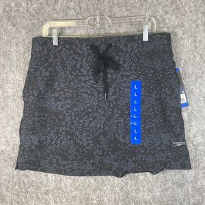 Speedo NEW Skort Large Black Animal Print Golf Tennis Pickleball Athleisure